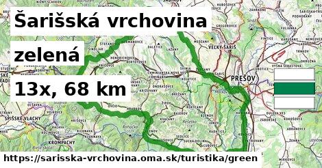 Šarišská vrchovina Turistické trasy zelená 