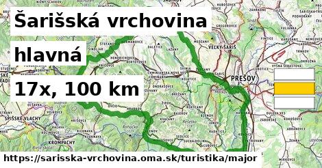 Šarišská vrchovina Turistické trasy hlavná 