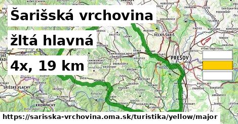 Šarišská vrchovina Turistické trasy žltá hlavná