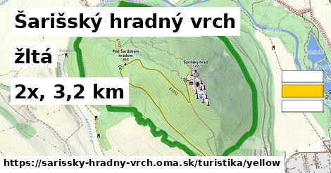 Šarišský hradný vrch Turistické trasy žltá 