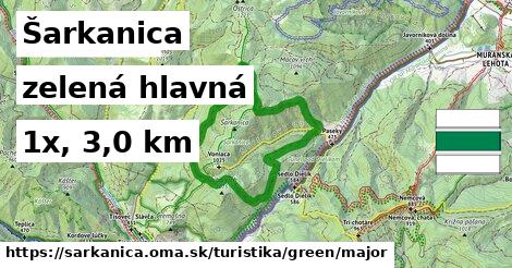 Šarkanica Turistické trasy zelená hlavná