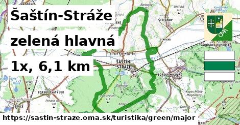 Šaštín-Stráže Turistické trasy zelená hlavná