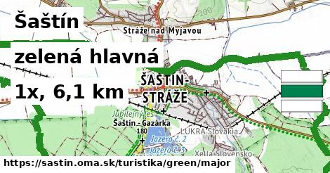 Šaštín Turistické trasy zelená hlavná