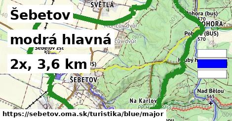 Šebetov Turistické trasy modrá hlavná