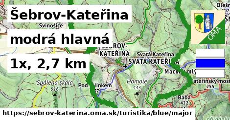 Šebrov-Kateřina Turistické trasy modrá hlavná