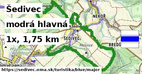 Šedivec Turistické trasy modrá hlavná