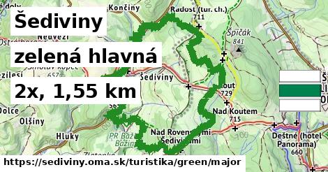 Šediviny Turistické trasy zelená hlavná