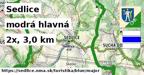 Sedlice Turistické trasy modrá hlavná