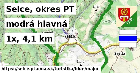 Selce, okres PT Turistické trasy modrá hlavná