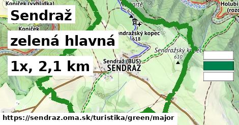 Sendraž Turistické trasy zelená hlavná