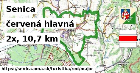 Senica Turistické trasy červená hlavná