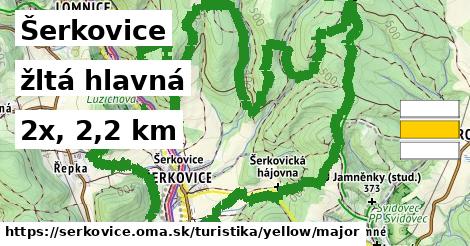 Šerkovice Turistické trasy žltá hlavná