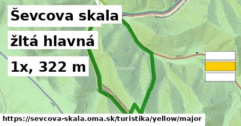 Ševcova skala Turistické trasy žltá hlavná