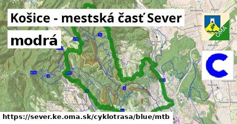 Košice - mestská časť Sever Cyklotrasy modrá mtb
