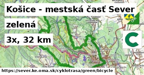Košice - mestská časť Sever Cyklotrasy zelená bicycle