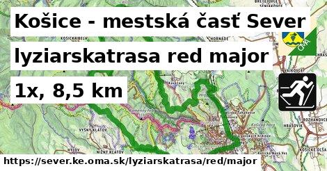 Košice - mestská časť Sever Lyžiarske trasy červená hlavná