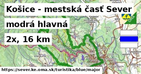 Košice - mestská časť Sever Turistické trasy modrá hlavná