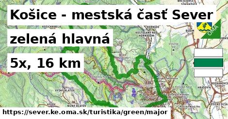 Košice - mestská časť Sever Turistické trasy zelená hlavná