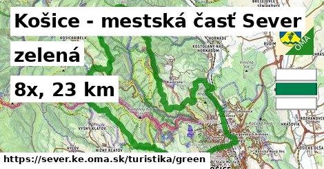 Košice - mestská časť Sever Turistické trasy zelená 