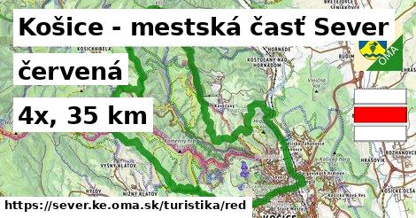 Košice - mestská časť Sever Turistické trasy červená 