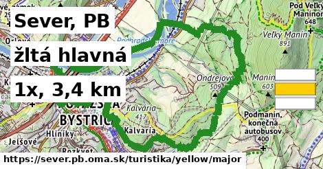 Sever, PB Turistické trasy žltá hlavná