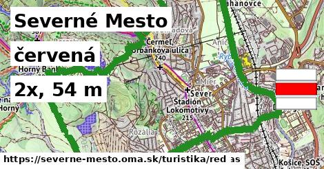 Severné Mesto Turistické trasy červená 