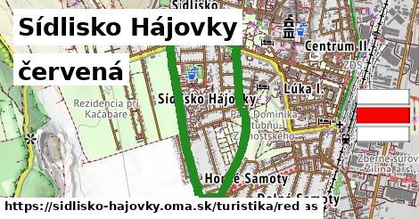 Sídlisko Hájovky Turistické trasy červená 