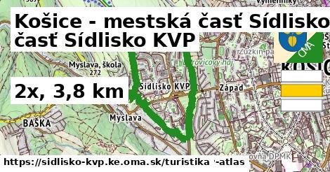 Košice - mestská časť Sídlisko KVP Turistické trasy  