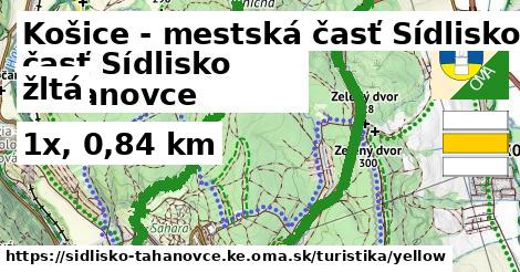 Košice - mestská časť Sídlisko Ťahanovce Turistické trasy žltá 