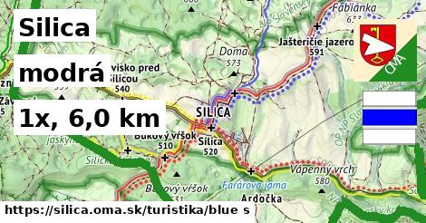 Silica Turistické trasy modrá 