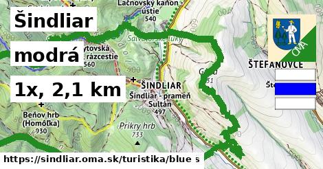 Šindliar Turistické trasy modrá 