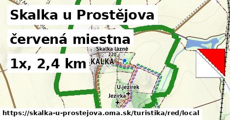 Skalka u Prostějova Turistické trasy červená miestna