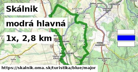 Skálnik Turistické trasy modrá hlavná