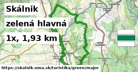 Skálnik Turistické trasy zelená hlavná