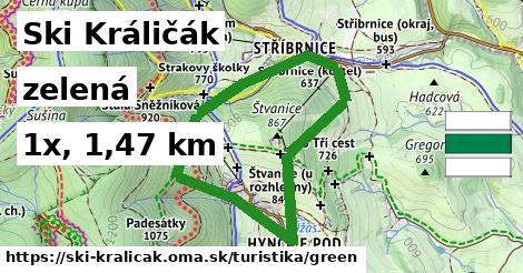Ski Králičák Turistické trasy zelená 