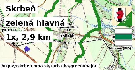 Skrbeň Turistické trasy zelená hlavná