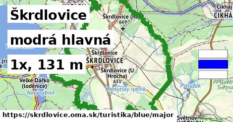 Škrdlovice Turistické trasy modrá hlavná