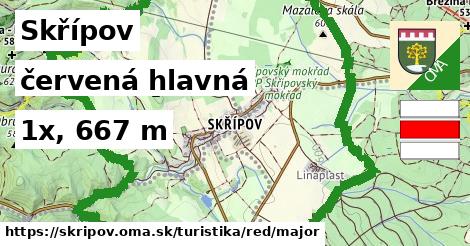 Skřípov Turistické trasy červená hlavná