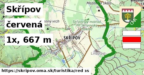 Skřípov Turistické trasy červená 