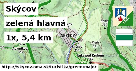 Skýcov Turistické trasy zelená hlavná