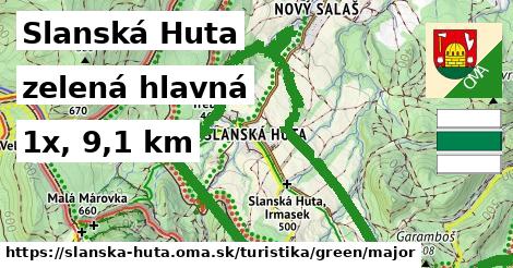 Slanská Huta Turistické trasy zelená hlavná