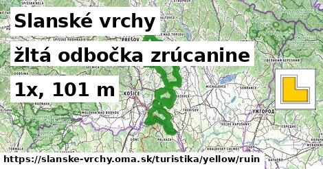 Slanské vrchy Turistické trasy žltá odbočka zrúcanine