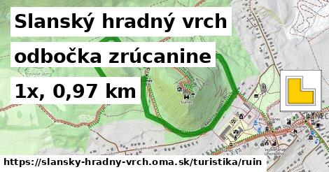 Slanský hradný vrch Turistické trasy odbočka zrúcanine 