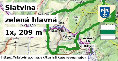 Slatvina Turistické trasy zelená hlavná