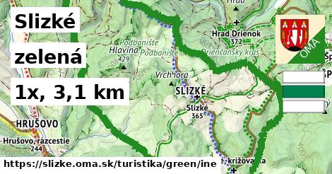 Slizké Turistické trasy zelená iná