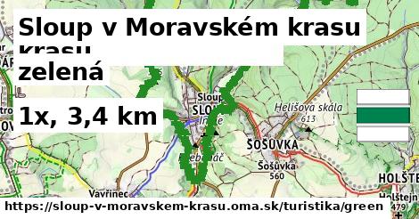 Sloup v Moravském krasu Turistické trasy zelená 