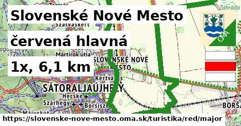 Slovenské Nové Mesto Turistické trasy červená hlavná