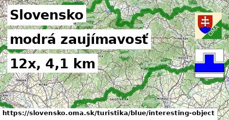 Slovensko Turistické trasy modrá zaujímavosť