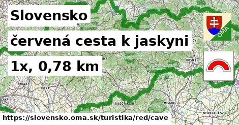 Slovensko Turistické trasy červená cesta k jaskyni