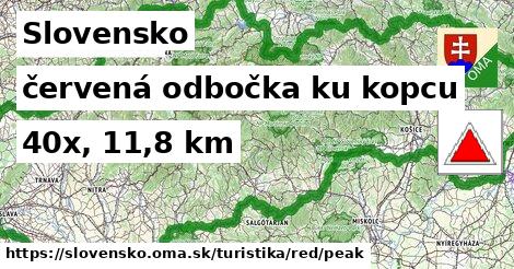 Slovensko Turistické trasy červená odbočka ku kopcu